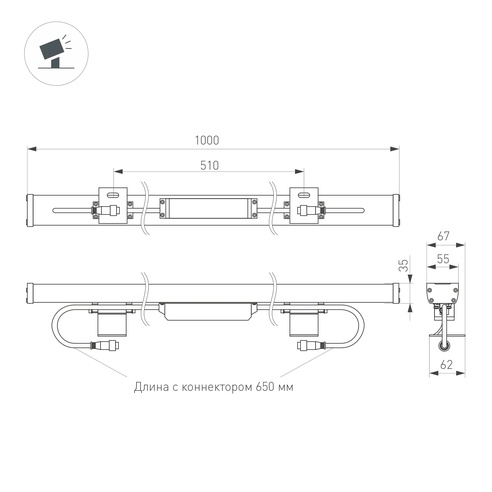 Светодиодный прожектор AR-LINE-1000L-48W-24V RGB-Warm3000 (Grey, 15x45 deg, DMX512) (Arlight, Закрытый)