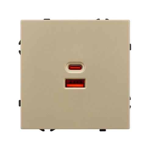 Механизм розетки с быстрой USB зарядкой SCT-NOBE-MUAC-SFPL-FC-GD (65W, QC3) (Arlight, -)