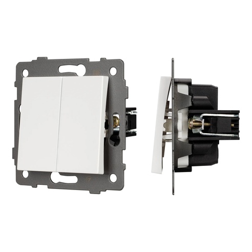 Механизм выключателя двухклавишный непроходной SWT-MK02-PL-WH-V (250V, 10A) (Arlight, -)