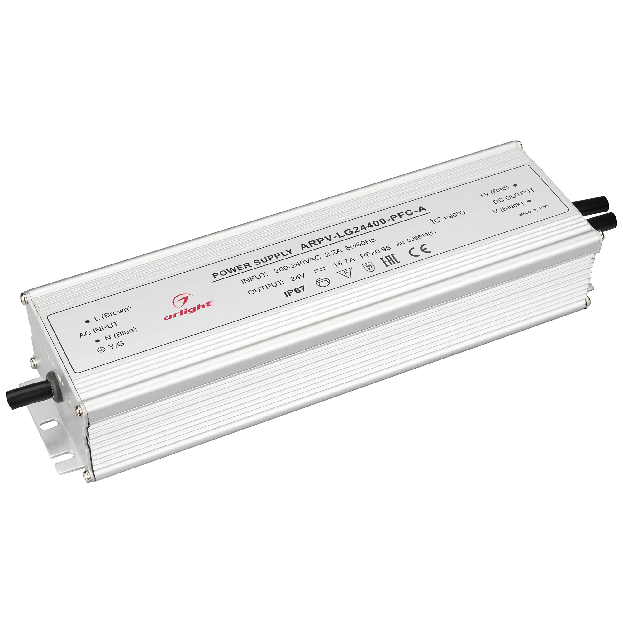 Блок питания ARPV-LG24400-PFC-A (24V, 16.7A, 400W) (Arlight, IP67 Металл, 5 лет) - изображение товара