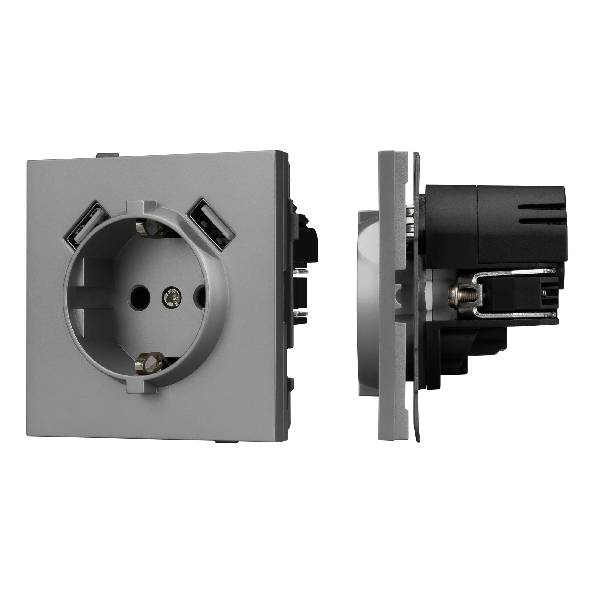 Механизм розетки с USB зарядкой SCT-TENDO-MUAA-PL-GR (230V, 16A) (Arlight, -)