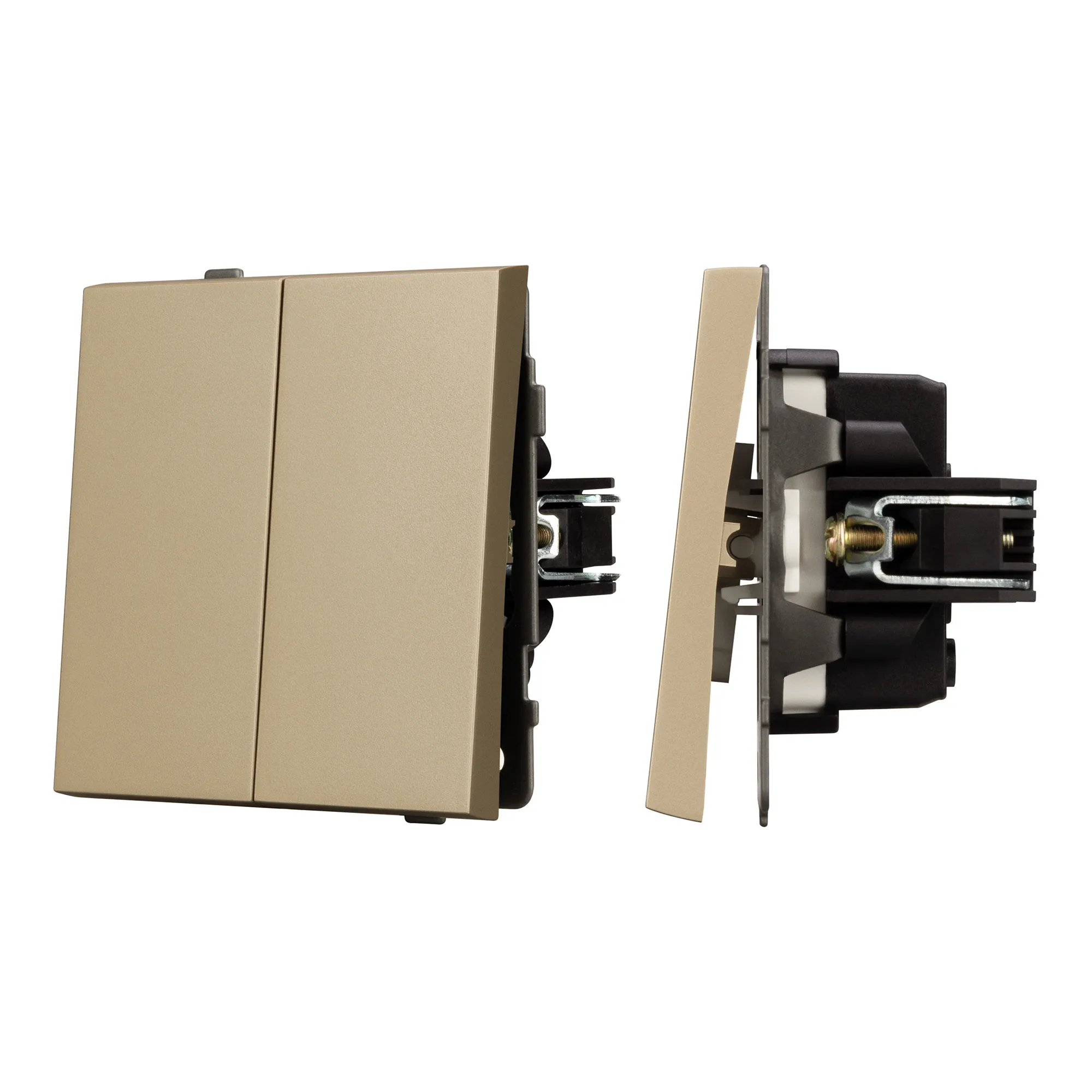 Механизм выключателя двухклавишный проходной SWT-TENDO-MKP2-SFPL-GD (230V, 10A) (Arlight, -)